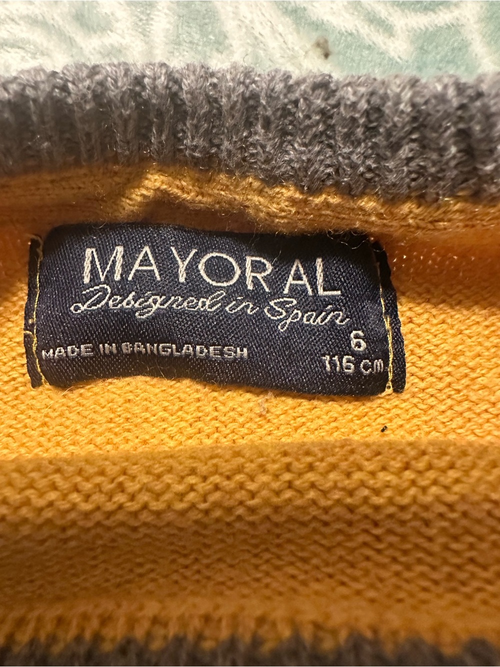 Mayoral Men's Mustard Crewneck Sweater with Contrast Trim - Picture 4 of 6